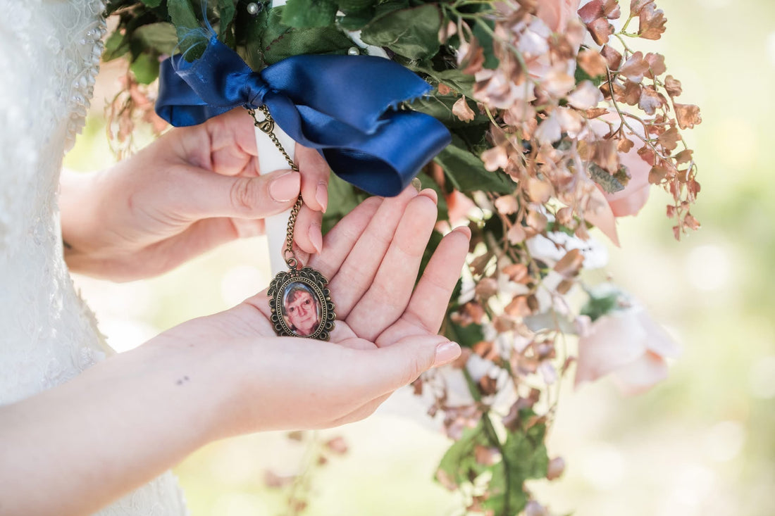 Grandma's charm from wedding bouquet, inspiration for Bee & Lilac Co brand