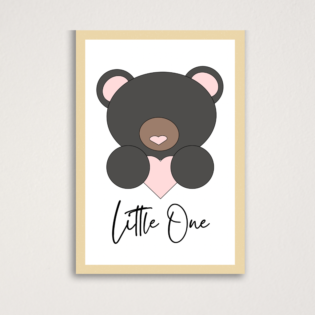 Black bear Little One motivational quote nursery wall art for baby's room