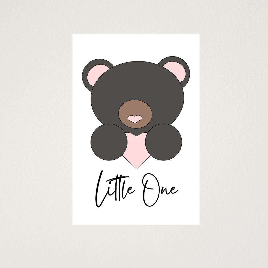Black bear Little One unframed nursery wall art print for baby room