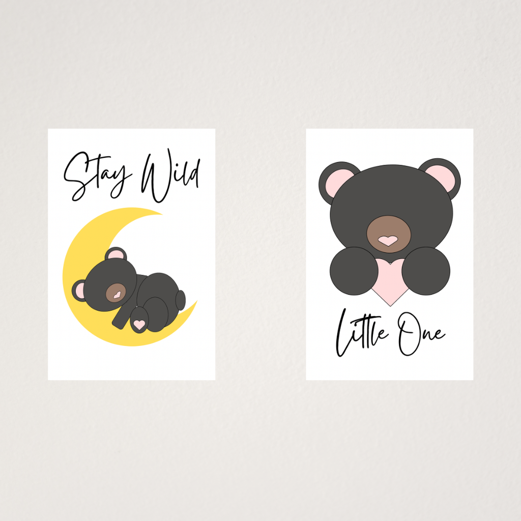 Black bear nursery wall art unframed print Stay Wild Little One for baby room