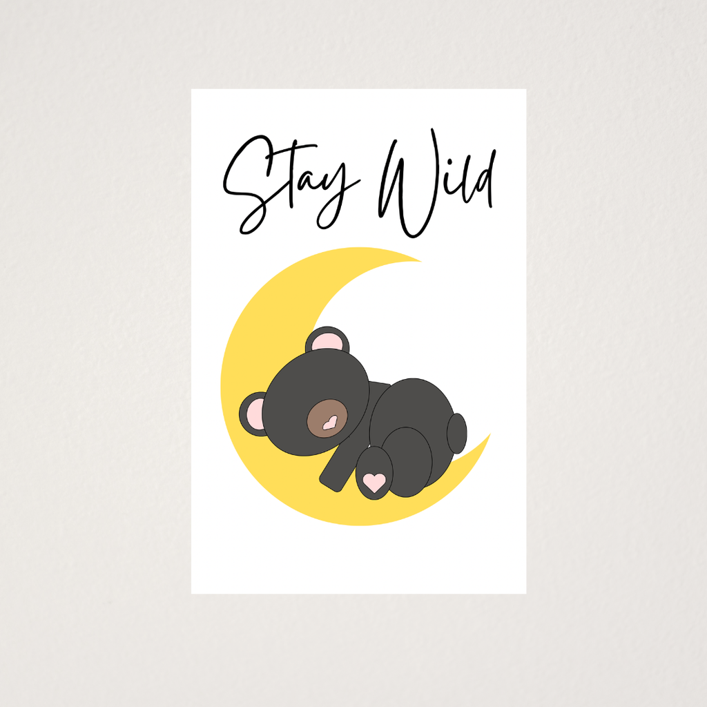 Adorable black bear nursery art unframed 8x10 prints for baby's room