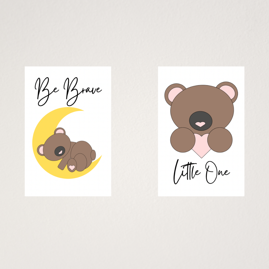 Brown bear nursery wall art unframed print Be Brave Little One for baby room