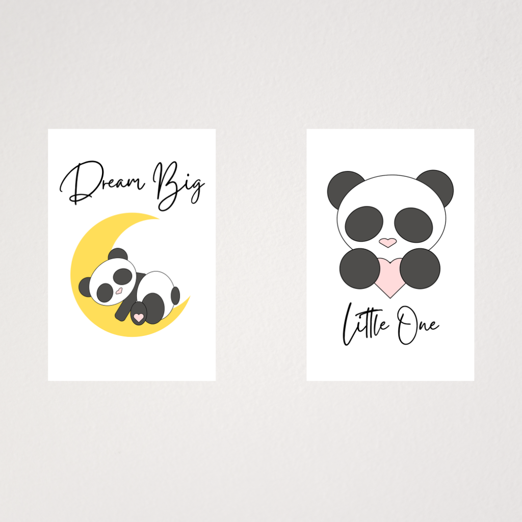 Panda nursery wall art unframed print Dream Big Little One for baby room