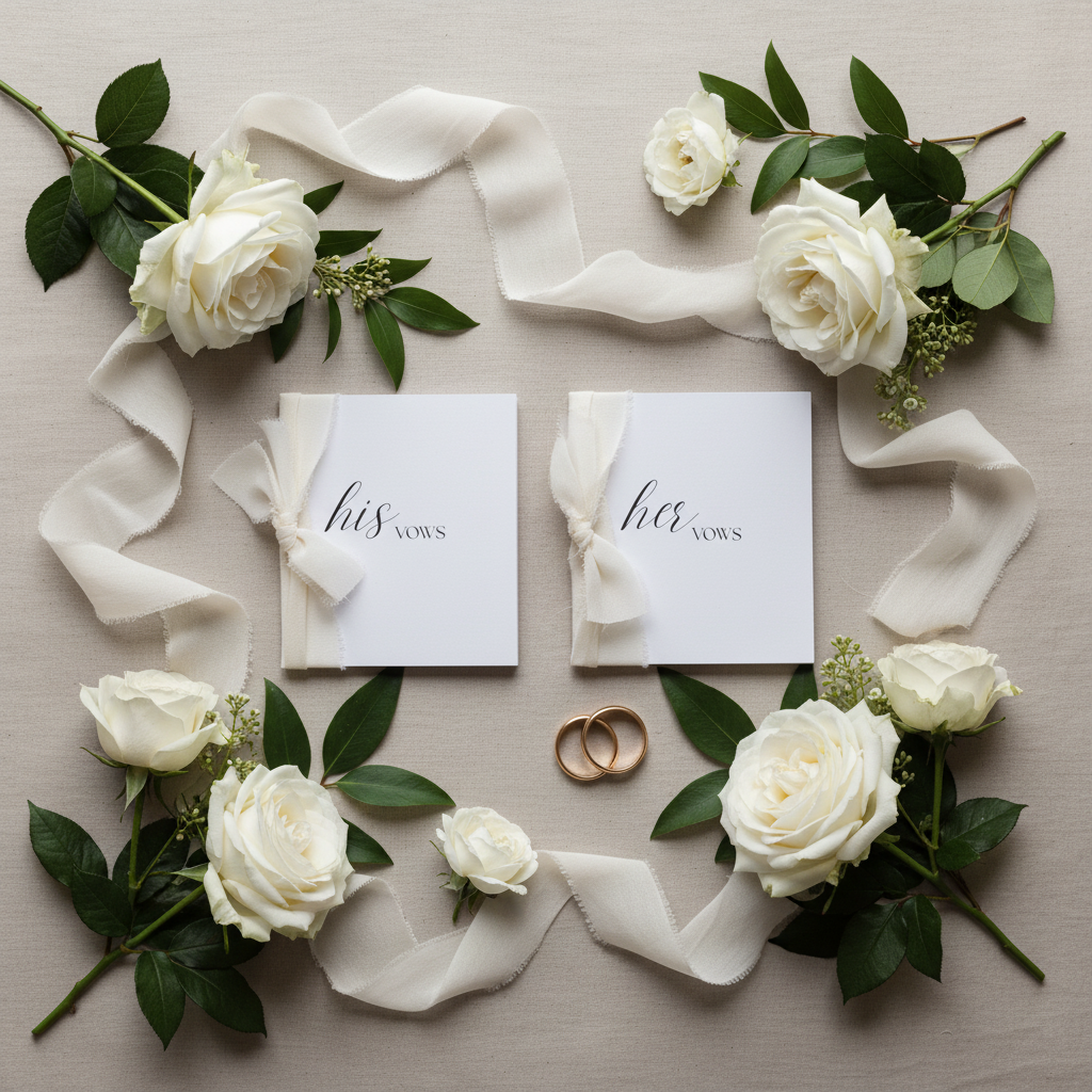 Elegant wedding table flat lay